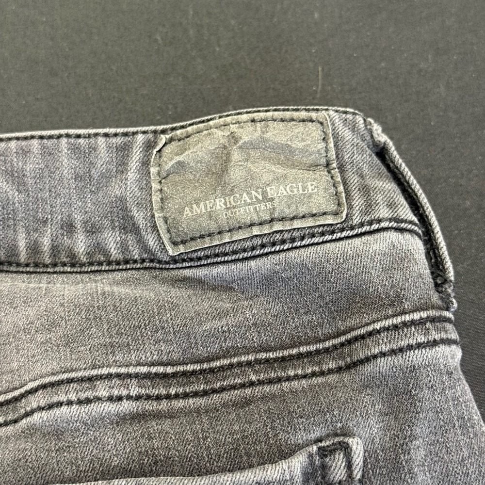 American Eagle Super Stretch‎ X Skinny Jeans Gray Distressed Frayed Hem Size 4 - Picture 12 of 12
